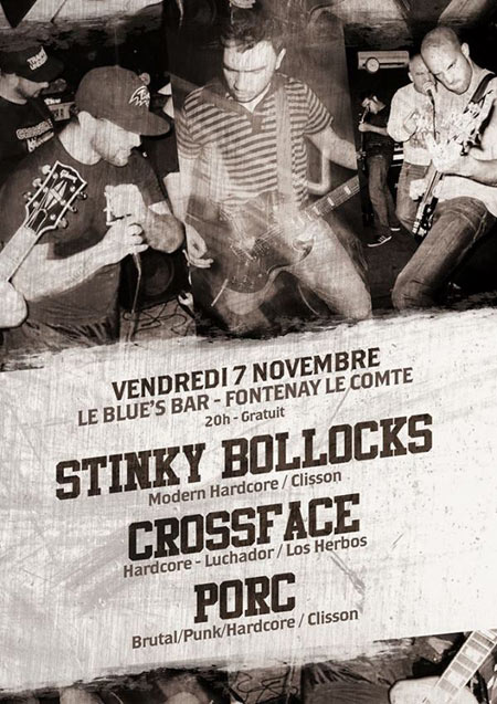 Stinky Bollocks + Crossface + Porc au Blues Bar le 07 novembre 2014 à Fontenay-le-Comte (85)