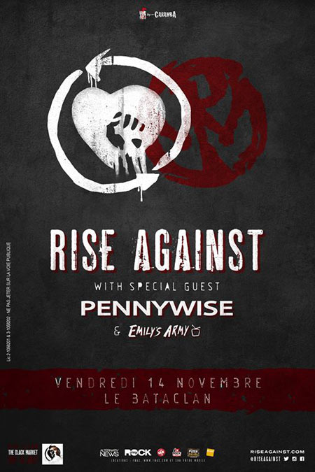 Rise Against + Pennywise + Emily's Army au Bataclan le 14 novembre 2014 à Paris (75)