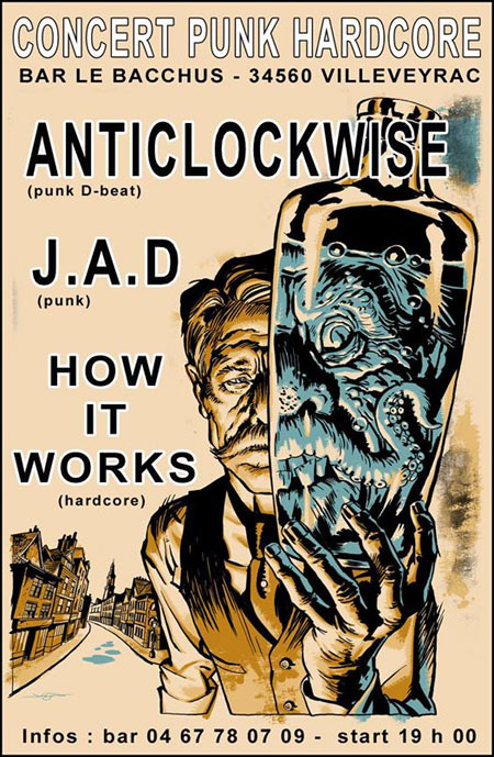 HOW IT WORKS + ANTICLOCKWISE + J.A.D. au bar Le Bacchus le 15 novembre 2014 à Villeveyrac (34)