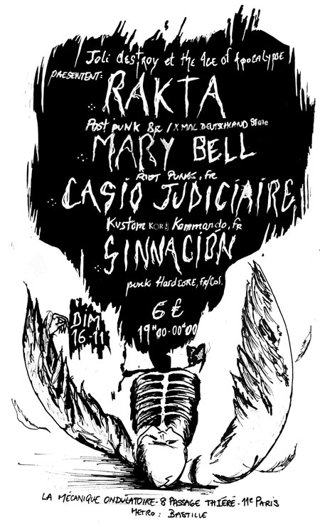 RAKTA + MARY BELL + SINNACIÓN + CASIO JUDICIAIRE à la Mécanique le 16 novembre 2014 à Paris (75)