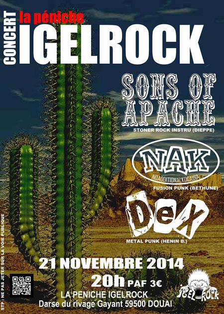 Sons Of Apache DeX NAK à la péniche Igel Rock le 21 novembre 2014 à Douai (59)