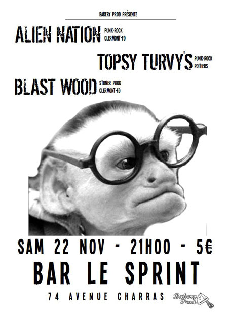 AlienNation - Topsy Turvys - Blast Wood @ Le Sprint Bar le 22 novembre 2014 à Clermont-Ferrand (63)