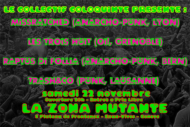 Missratched+Les Trois Huit+Raptus Di Follia+Trash&Co le 22 novembre 2014 à Genève (CH)