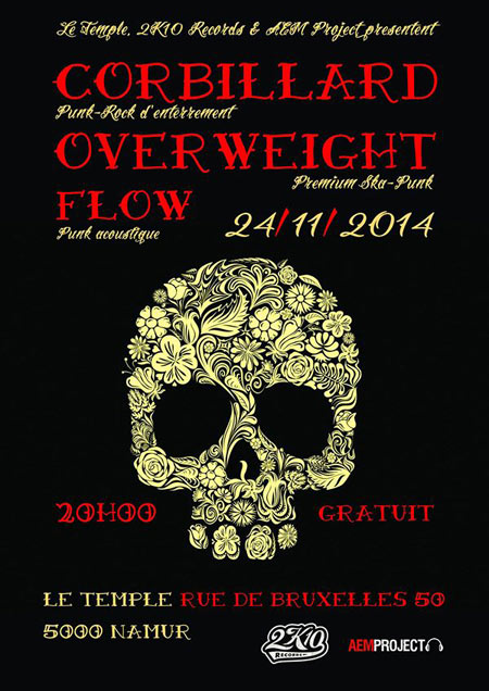 Corbillard + Overweight + Flow au Temple le 24 novembre 2014 à Namur (BE)