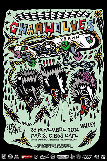 Gnarwolves + Prawn + Stay Gone + Valley au Gibus Café le 28 novembre 2014 à Paris (75)