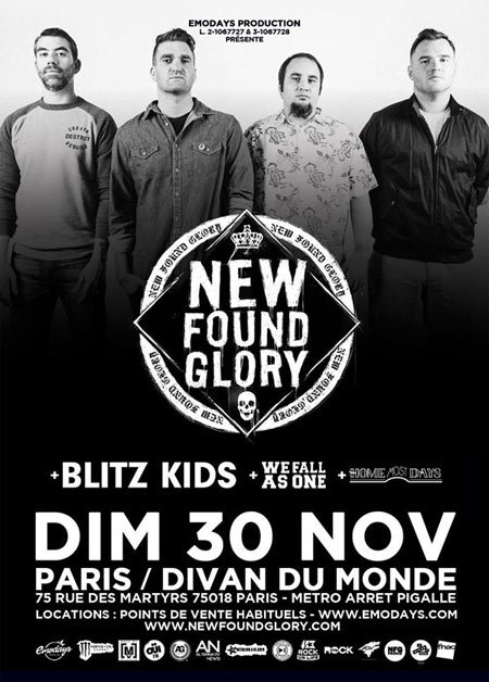 New Found Glory + Blitz Kids + guests au Divan du Monde le 30 novembre 2014 à Paris (75)