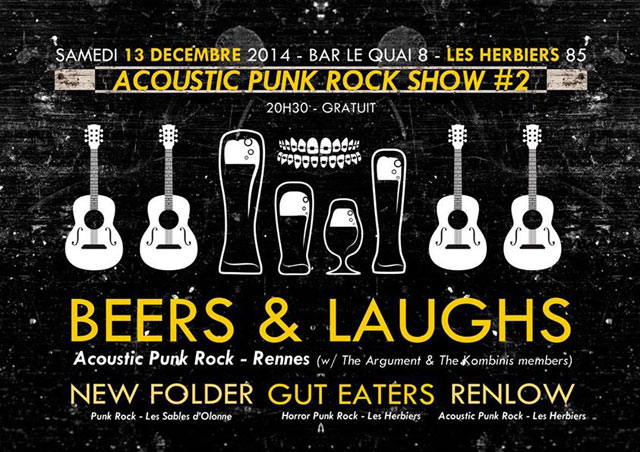 Beers & Laughs + New Folder + GutEaters + Renlow au Quai 8 le 13 décembre 2014 à Les Herbiers (85)