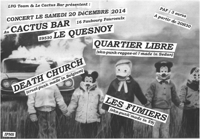 Quartier Libre + Death Church + Les Fumiers au Cactus Bar le 20 décembre 2014 à Le Quesnoy (59)