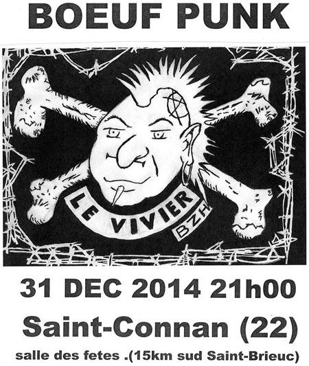 Soirée de lancement de l'asso Le Vivier + Boeuf Punk le 31 décembre 2014 à Saint-Connan (22)
