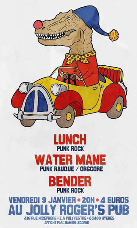 Lunch + Water Mane + Bender au Jolly Roger's Pub le 09 janvier 2015 à Hyères (83)