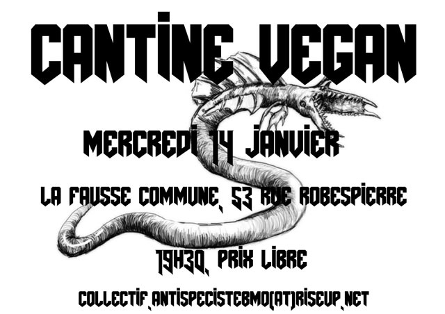 Cantine vegan à la Fausse Commune le 14 janvier 2015 à Brest (29)
