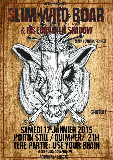 SLIM WILD BOAR and His Forsaken Shadow + Use Your Brain le 17 janvier 2015 à Quimper (29)