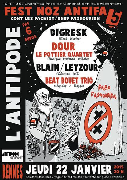 Fest Noz antifa #5 à l'Antipode le 22 janvier 2015 à Rennes (35)