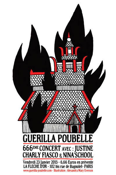 Guerilla Poubelle + Justin(e) + Charly Fiasco + Nina'School le 23 janvier 2015 à Paris (75)