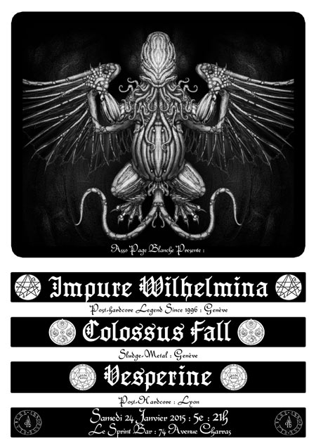 Impure Wilhelmina + Colossus Fall + Vesperine le 24 janvier 2015 à Clermont-Ferrand (63)