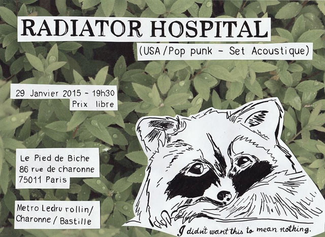 RADIATOR HOSPITAL (USA / pop punk) @ Le Pied de Biche le 29 janvier 2015 à Paris (75)