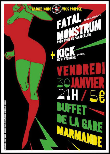 Fatal Monstrum + Kick (de Strychnine) au Buffet de la Gare le 30 janvier 2015 à Marmande (47)