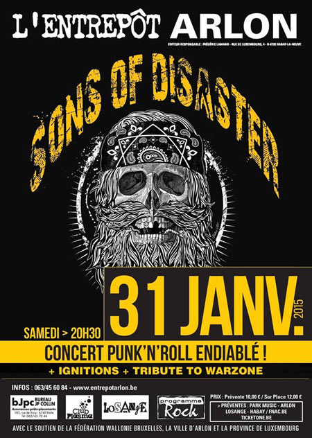 Sons Of Disaster + Ignitions + Sound Of Revolution à l'Entrepôt le 31 janvier 2015 à Arlon (BE)