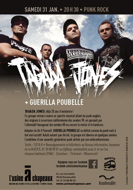 Tagada Jones + Guerilla Poubelle à l'Usine à Chapeaux le 31 janvier 2015 à Rambouillet (78)