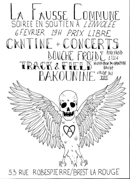 Douche Froide + Track & Field + Bakounine à la Fausse Commune le 06 février 2015 à Brest (29)