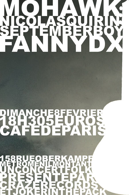 Mohawk + Nicolas Quirin + September Boy + Fanny DX le 08 février 2015 à Paris (75)