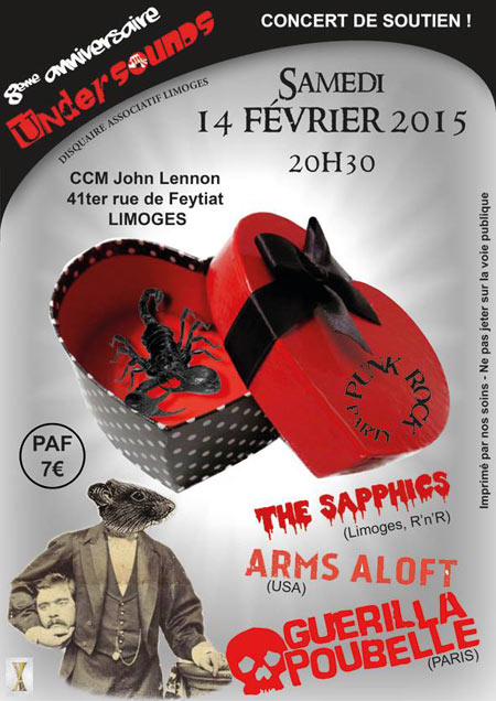 Guerilla Poubelle + Arms Aloft + The Sapphics au CCM John Lennon le 14 février 2015 à Limoges (87)