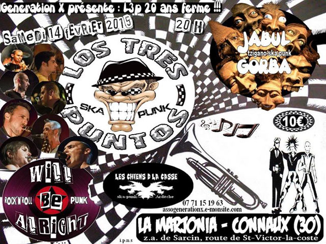 Los Tres Puntos + Jabul Gorba à la salle Marjonia le 14 février 2015 à Connaux (30)