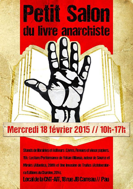 Petit salon du livre anarchiste au local de la CNT le 18 février 2015 à Pau (64)