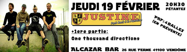 Justin(e) + One Thousand Directions à l'Alcazar Bar le 19 février 2015 à Vendôme (41)