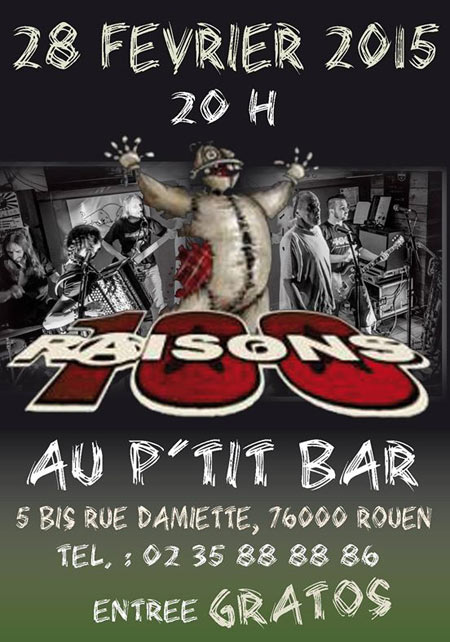 100 Raisons au P'tit Bar le 28 février 2015 à Rouen (76)