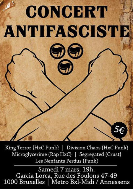 Concert antifasciste au Garcia Lorca le 07 mars 2015 à Bruxelles (BE)