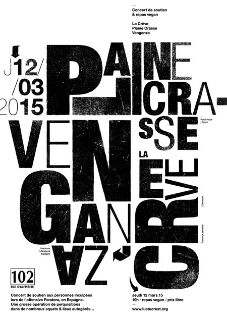 Venganza + Plaine Crasse + La Crève au 102 le 12 mars 2015 à Grenoble (38)