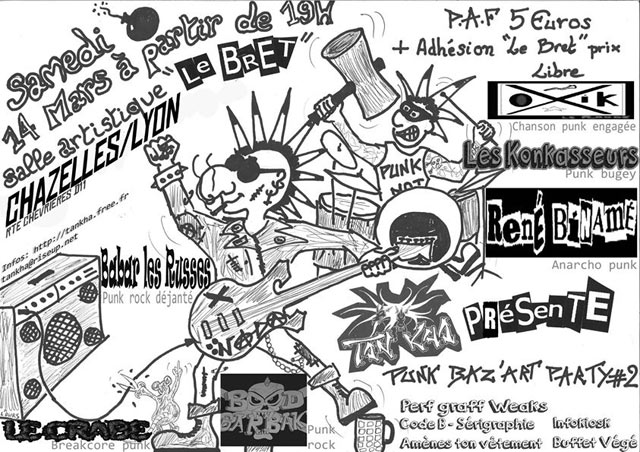 Punk Baz'Art Party #2 au Bretcup'Art le 14 mars 2015 à Chazelles-sur-Lyon (42)