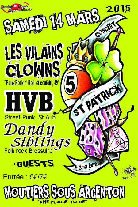 Les Vilains Clowns + HVB + Dandy Siblings le 14 mars 2015 à Moutiers-sous-Argenton (79)