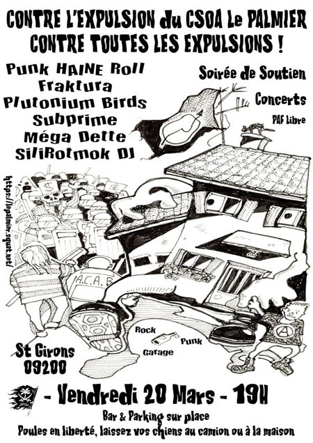 Concert de soutien au CSOA Le Palmier le 20 mars 2015 à Saint-Girons (09)