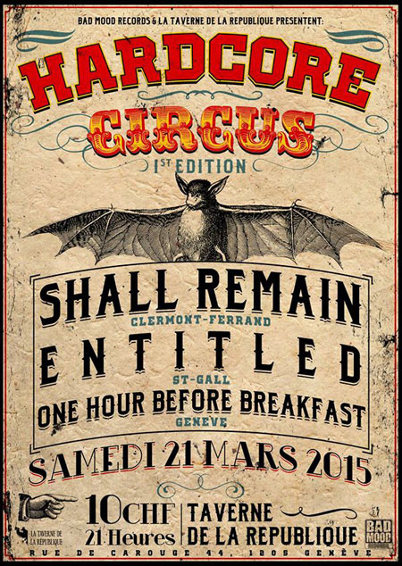 Hardcore Circus 1st edition à la Taverne de la République le 21 mars 2015 à Genève (CH)