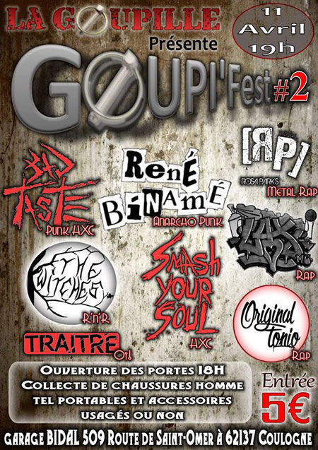 Goupi'Fest #2 au garage Bidal le 11 avril 2015 à Coulogne (62)