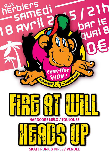 Fire At Will + Heads Up au Quai 8 le 18 avril 2015 à Les Herbiers (85)