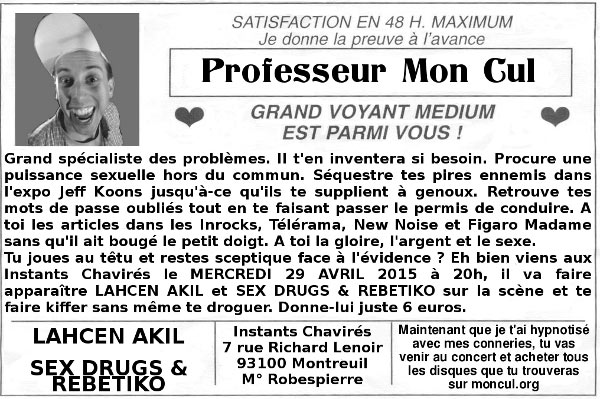Lahcen Akil + Sex Drugs & Rebetiko @ Instants Chavirés le 29 avril 2015 à Montreuil (93)