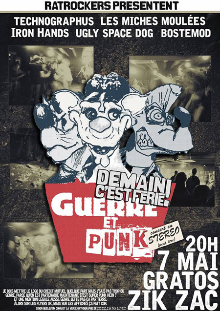 Demain c'est férié : Guerre et Punk au Zik Zac le 07 mai 2015 à La Teste-de-Buch (33)