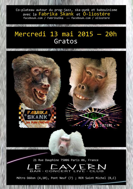 Prog-Jazz, Ska-Punk et babouinisme le 13 mai 2015 à Paris (75)
