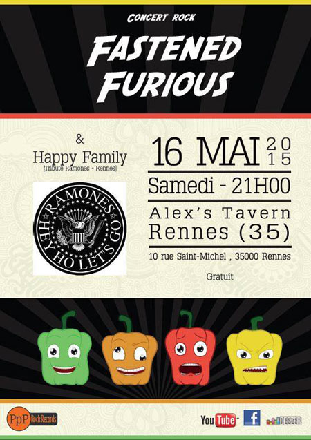 Fastened Furious + Happy Family à l'Alex's Tavern le 16 mai 2015 à Rennes (35)