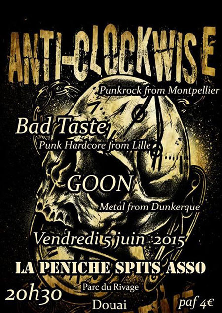 Anti-Clockwise + Bad Taste à la péniche Spits le 05 juin 2015 à Douai (59)