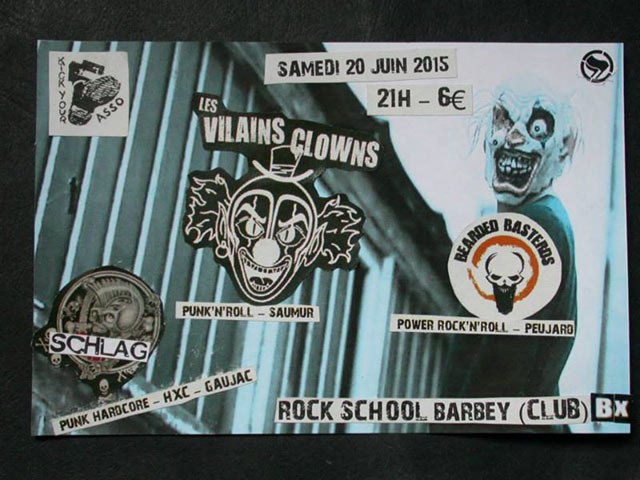 Vilains Clowns+Schlag+Bearded Basterds à la Rock School Barbey le 20 juin 2015 à Bordeaux (33)