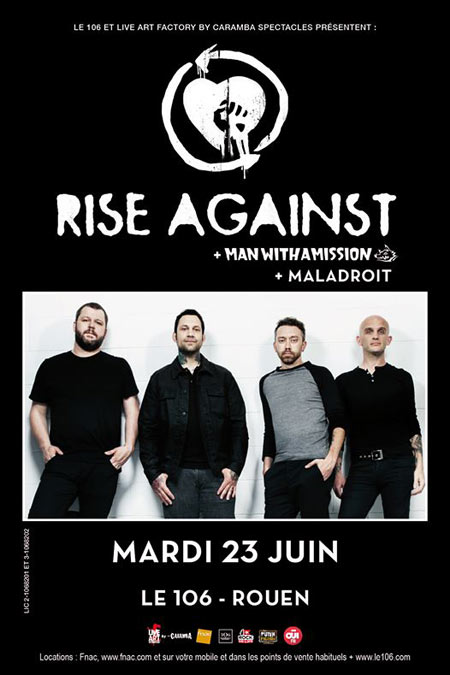 Rise Against + Man With A Mission + Maladroit au 106 le 23 juin 2015 à Rouen (76)