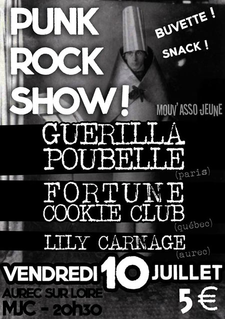 Guerilla Poubelle + Fortune Cookie Club + Lily Carnage à la MJC le 10 juillet 2015 à Aurec-sur-Loire (43)