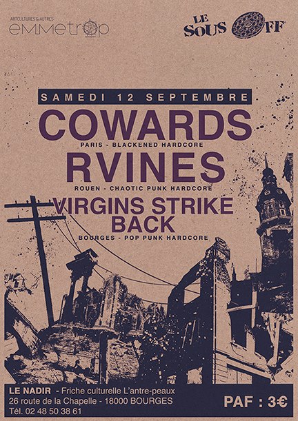 Cowards + Rvines + Virgins Strike Back au Nadir le 12 septembre 2015 à Bourges (18)