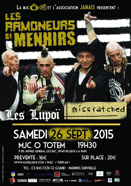 Les Ramoneurs de Menhirs+Les Lupoï+Missratched à la MJC Ô Totem le 26 septembre 2015 à Rillieux (69)
