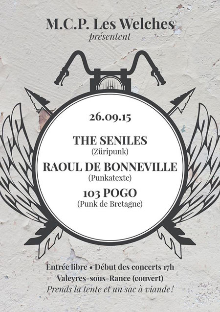 The Seniles + Raoul de Bonneville + 103 Pogo le 26 septembre 2015 à Valeyres-sous-Rance (CH)