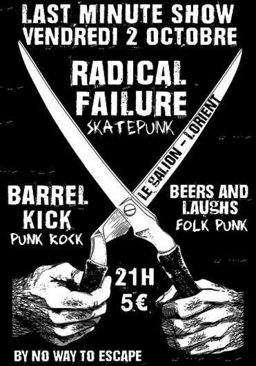Radical Failure + Barrel Kick + Beers and Laughs au Galion le 02 octobre 2015 à Lorient (56)